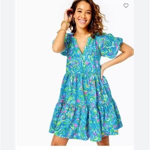 Shannon short sleeve dress in hey gull friend